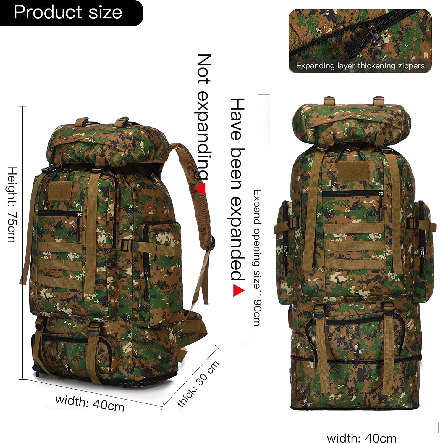 100L Waterproof Tactical Military Hiking Camping Traveling Outdoor Backpack Bag With high strength buckles, smooth and heavy-duty zippers, super reliable and durable