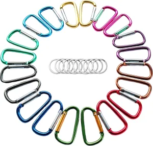 2"/5cm Assorted Colors D Shape Spring-Loaded Gate Aluminum Carabiner For Home,