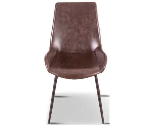 Brando Set of 6 PU Leather Upholstered Dining Chair Metal Leg - Brown