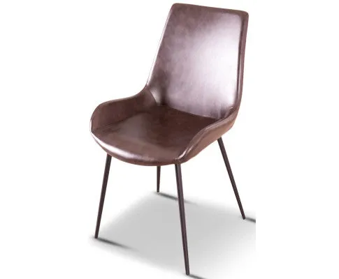 Brando Set of 6 PU Leather Upholstered Dining Chair Metal Leg - Brown