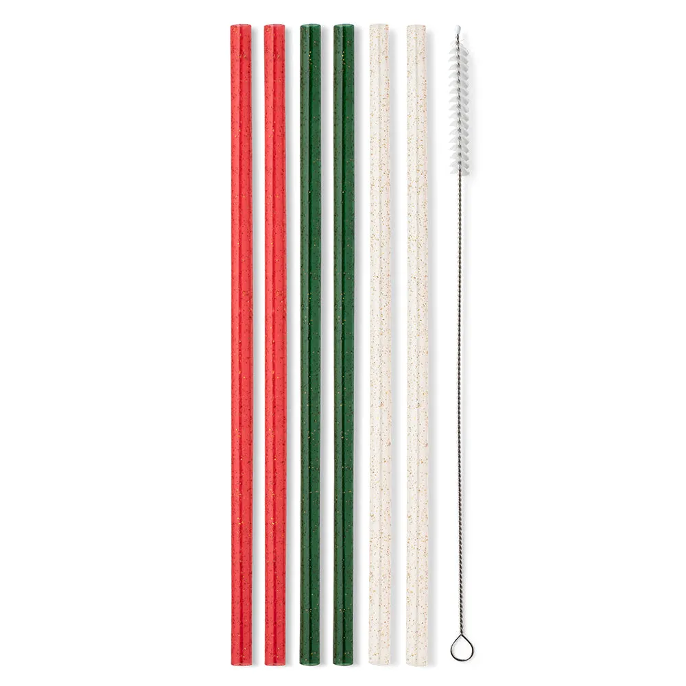 Christmas Glitter Reusable Straw Set