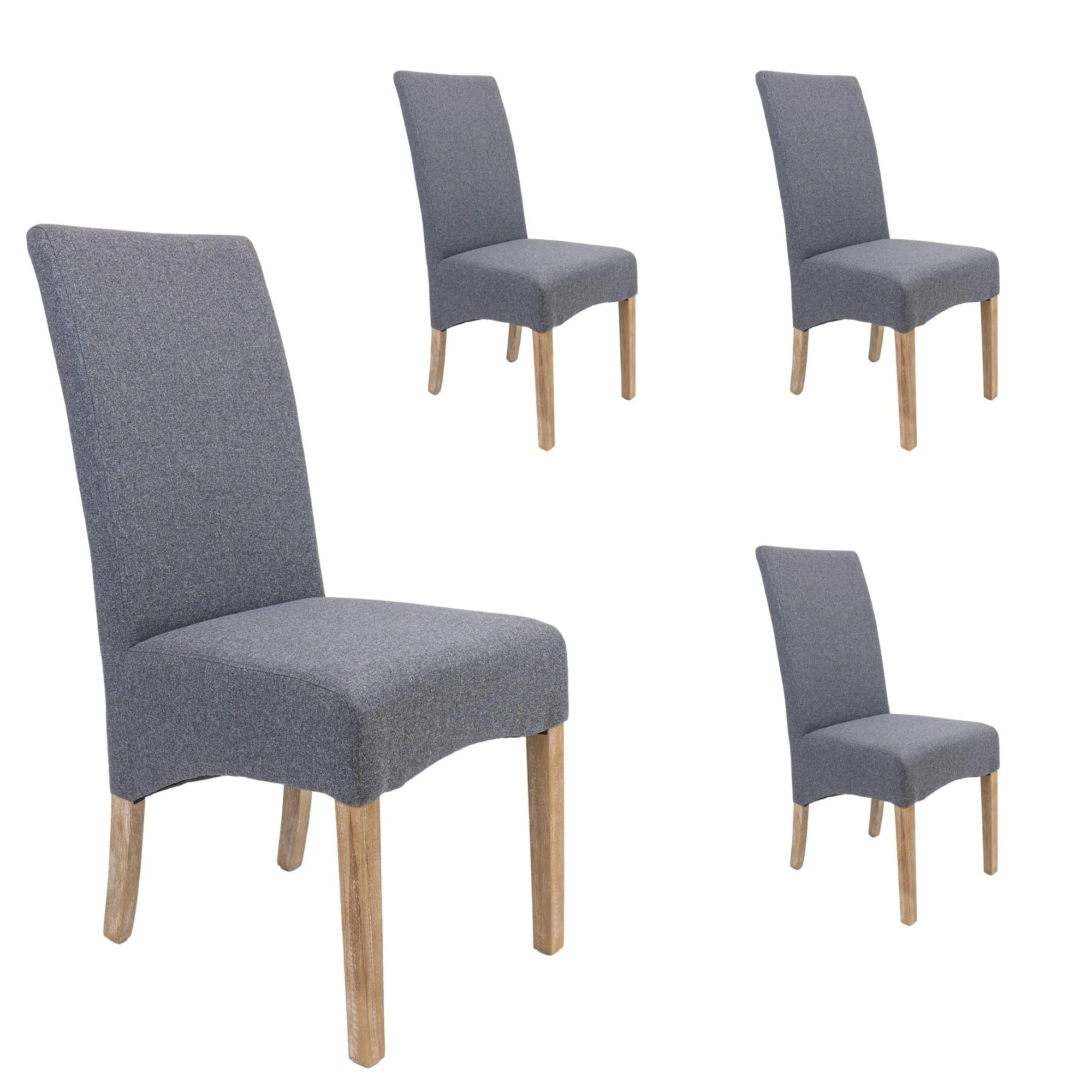 Contemporary Grey Upholstered Dining Chairs, Set of 4 - Pine Frame