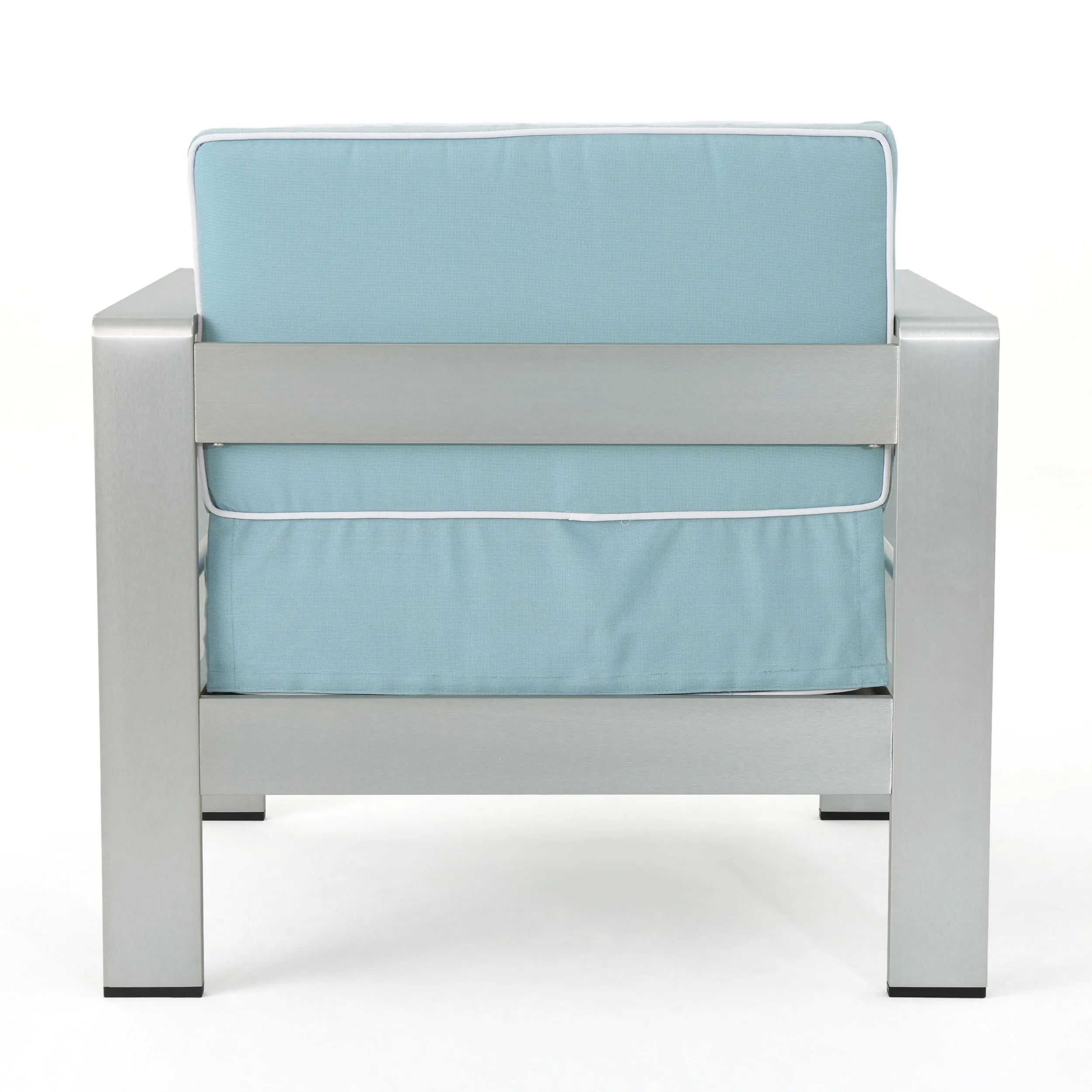 Crested Bay Outdoor Silver Aluminum Frame Light Teal Cushion Club Chairs