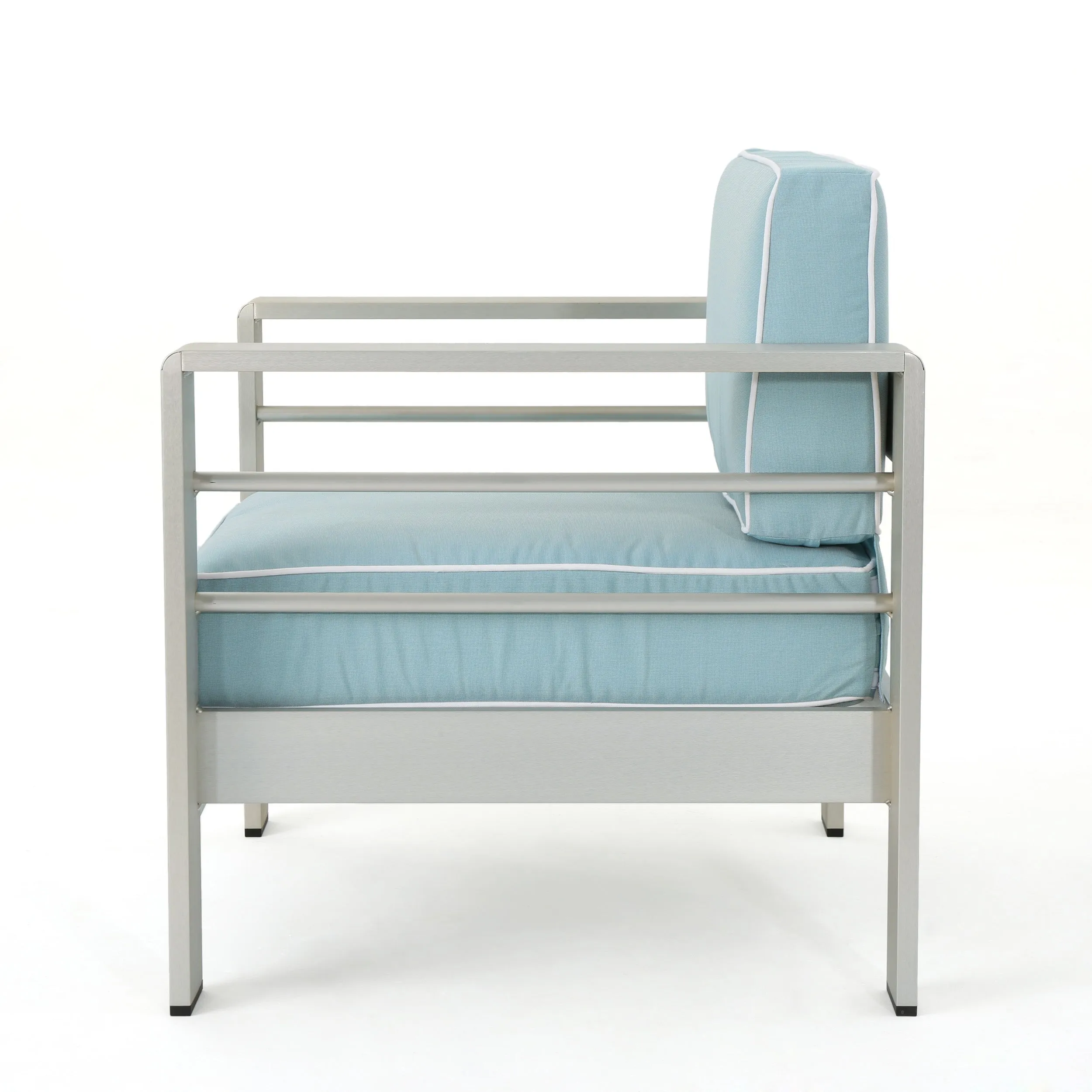 Crested Bay Outdoor Silver Aluminum Frame Light Teal Cushion Club Chairs