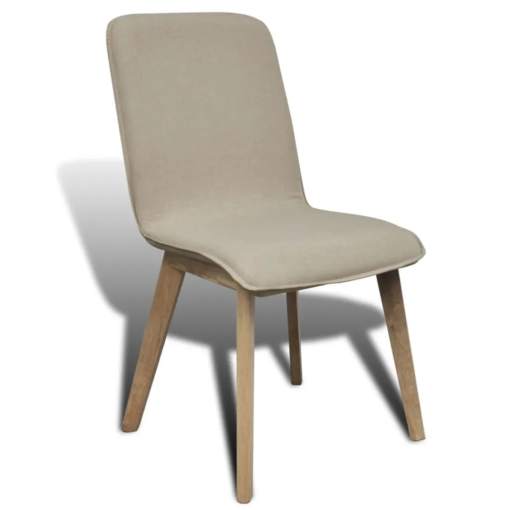 Dining Chairs 2 pcs Beige Fabric and Solid Oak Wood