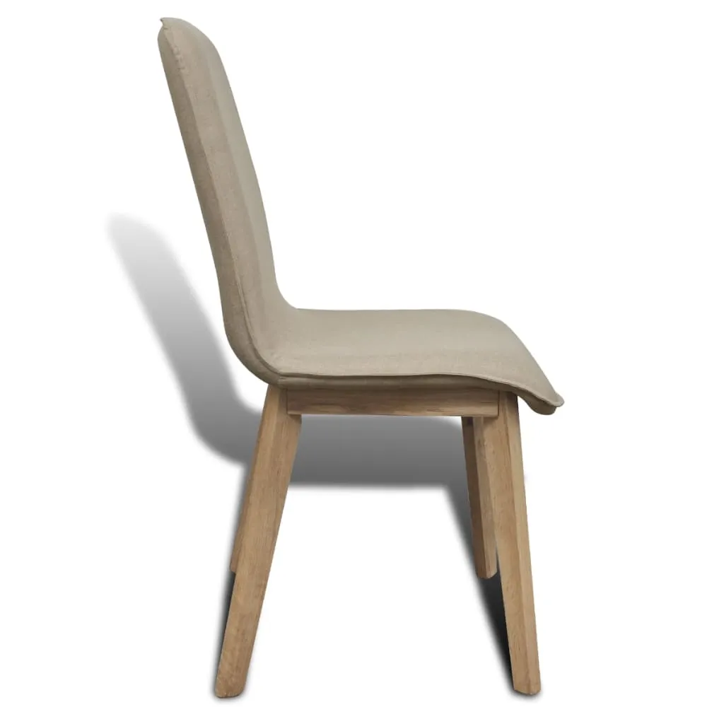 Dining Chairs 2 pcs Beige Fabric and Solid Oak Wood