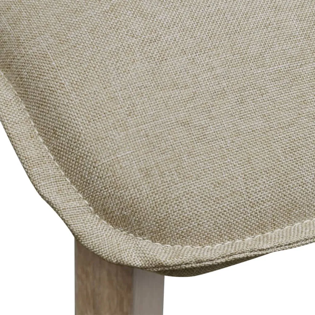 Dining Chairs 2 pcs Beige Fabric and Solid Oak Wood