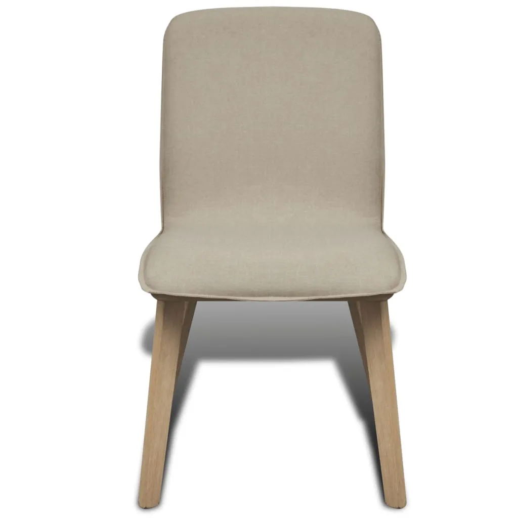 Dining Chairs 2 pcs Beige Fabric and Solid Oak Wood