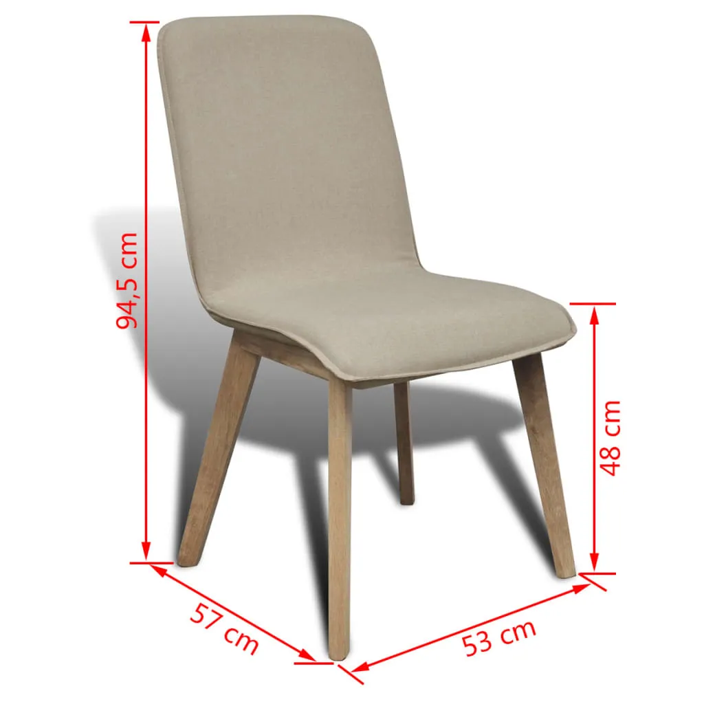 Dining Chairs 2 pcs Beige Fabric and Solid Oak Wood