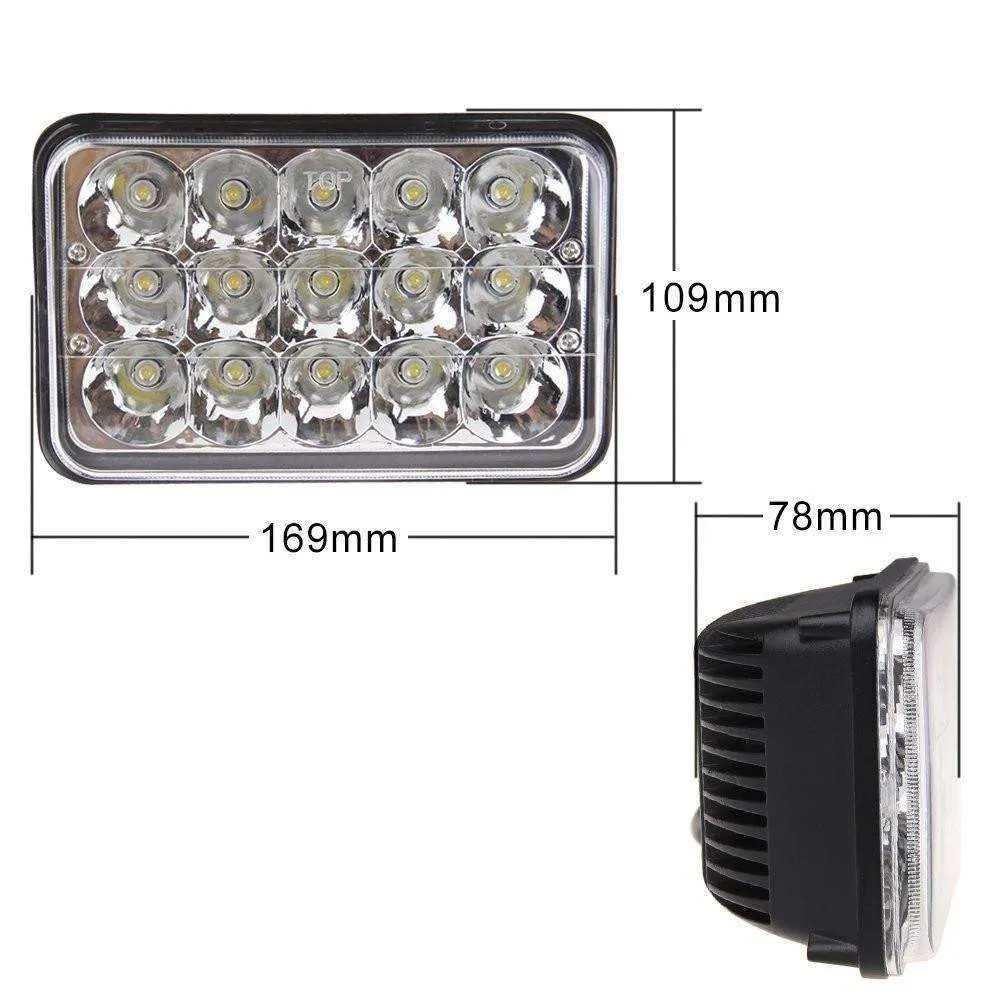 Eagle Lights 4x6 45W LED Headlights Sealed Beam Replacement for H4651 H4652 H4656 H4666 H6545 and more - 2 Pieces