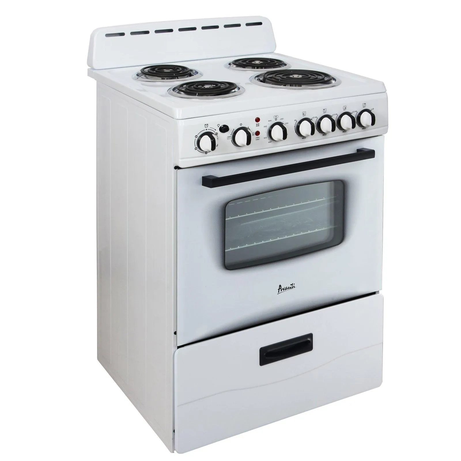 ERU240P0W Avanti 24" Electric Range Oven with Framed Glass Door - White / 2.6 cu. ft.