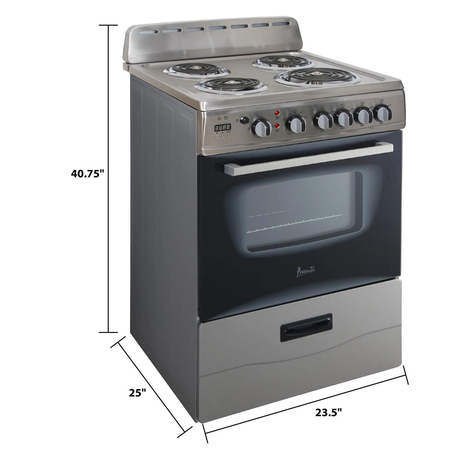 ERU240P0W Avanti 24" Electric Range Oven with Framed Glass Door - White / 2.6 cu. ft.