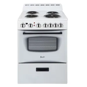 ERU240P0W Avanti 24" Electric Range Oven with Framed Glass Door - White / 2.6 cu. ft.