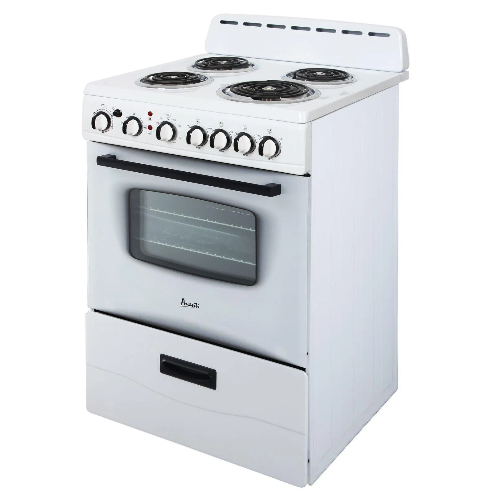 ERU240P0W Avanti 24" Electric Range Oven with Framed Glass Door - White / 2.6 cu. ft.