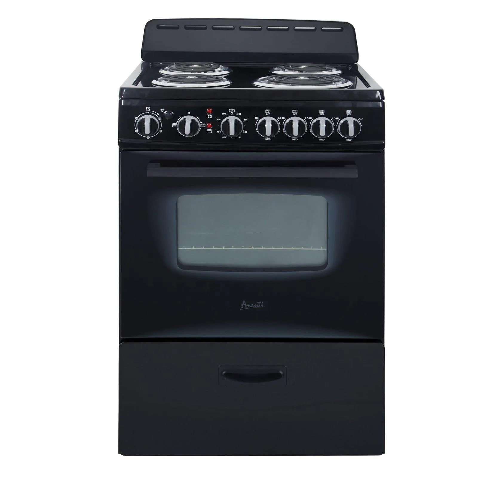 ERU240P1B Avanti 24" Electric Range Oven with Framed Glass Door - Black / 2.6 cu. ft.