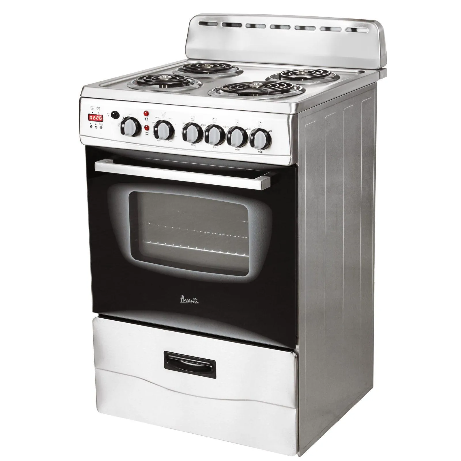 ERU240P1B Avanti 24" Electric Range Oven with Framed Glass Door - Black / 2.6 cu. ft.