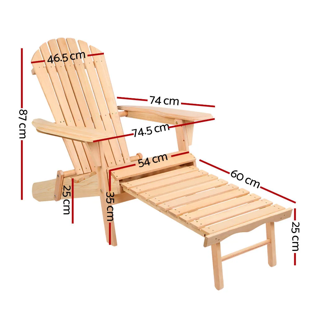 Gardeon 2 Wooden Adirondack Chairs - Natural