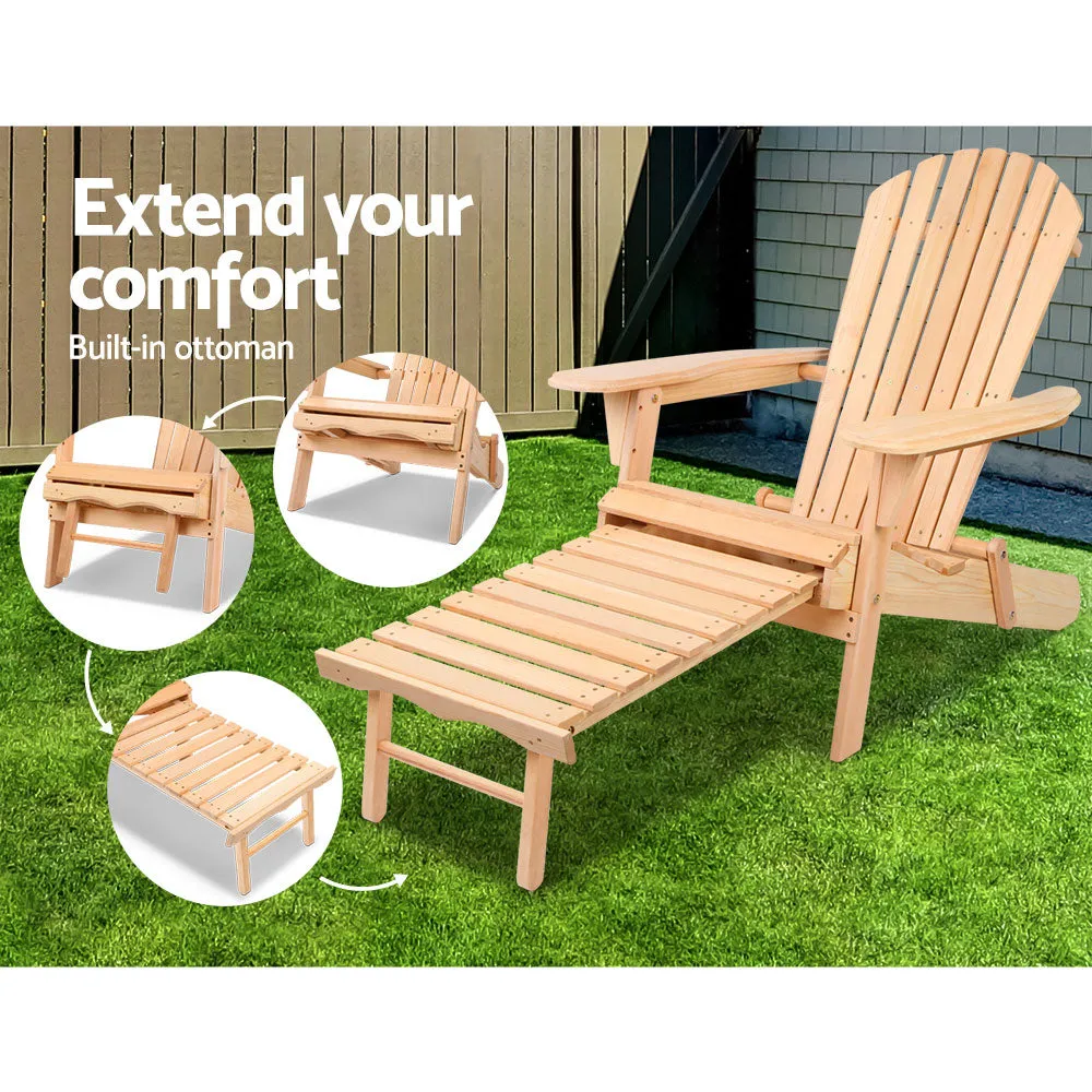 Gardeon 2 Wooden Adirondack Chairs - Natural