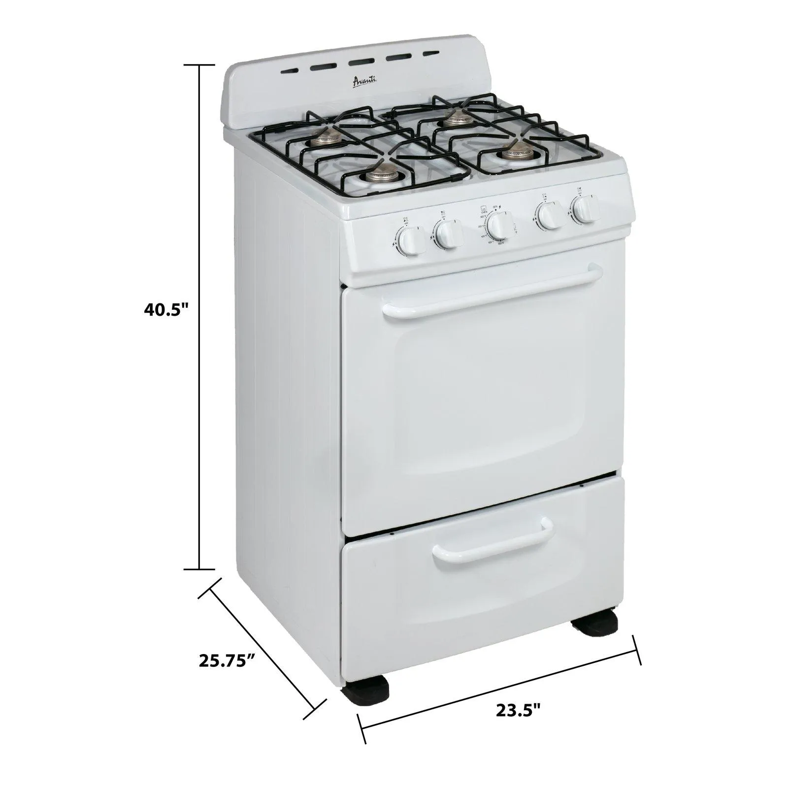 GRO24P0W Avanti 24" Gas Range Oven - White / 2.6 cu. ft.