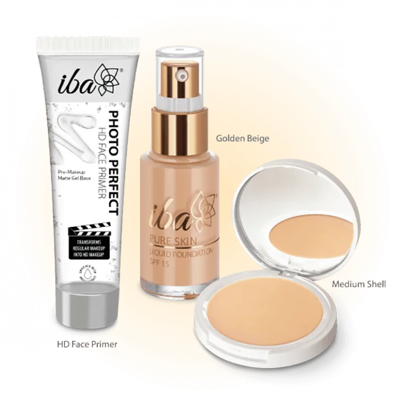 Iba Perfect Base Primer   Foundation   Compact Combo (Golden Beige)