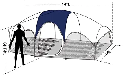 ITEM# 0056   Tent-8-Person-Camping-Tents, Waterproof Windproof Family Tent, 5 Large Mesh Windows, Double Layer, Divided Curtain for Separated Room, Portable with Carry Bag (Watch Video)