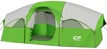 ITEM# 0056   Tent-8-Person-Camping-Tents, Waterproof Windproof Family Tent, 5 Large Mesh Windows, Double Layer, Divided Curtain for Separated Room, Portable with Carry Bag (Watch Video)