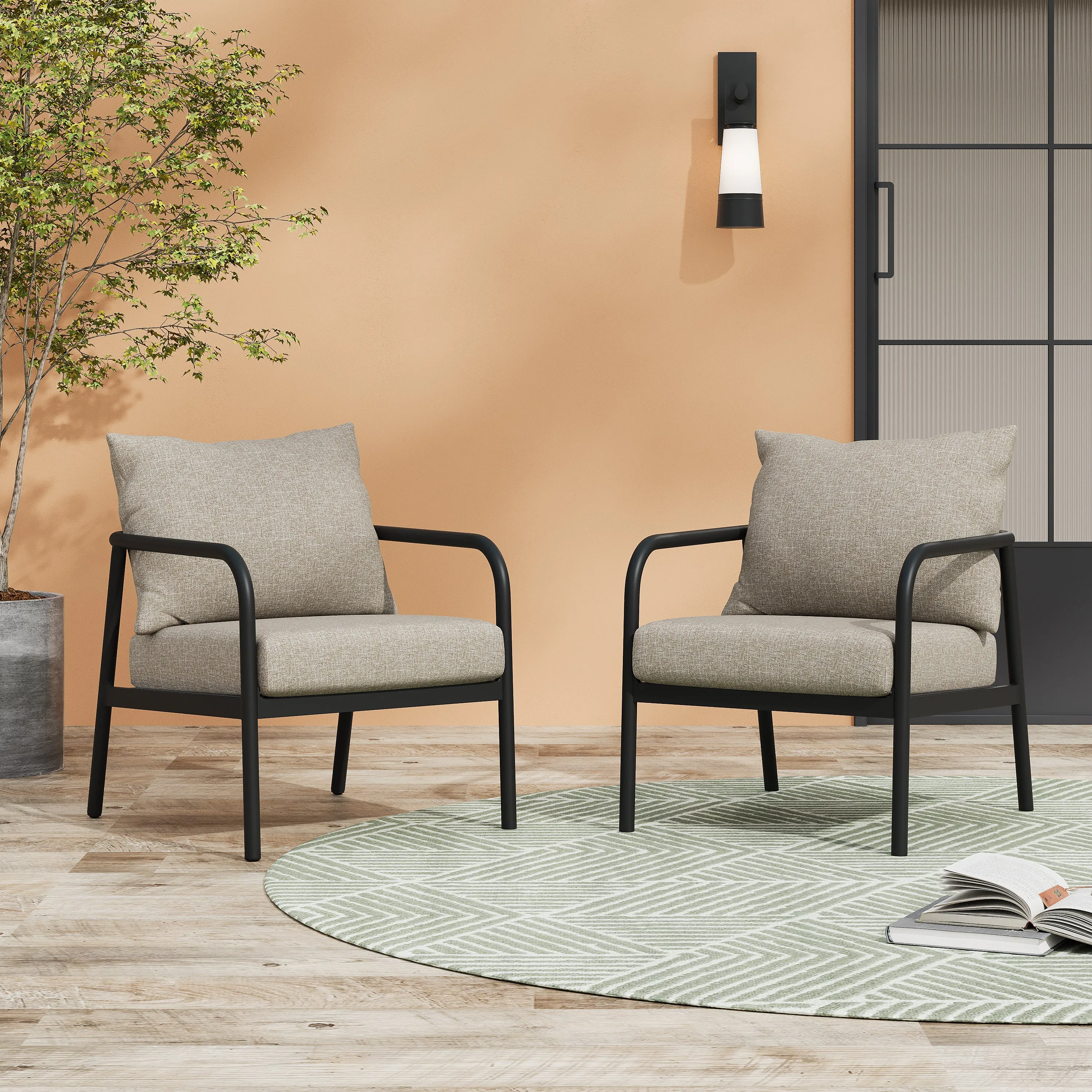 Kenia Outdoor Club Chairs with Cushions