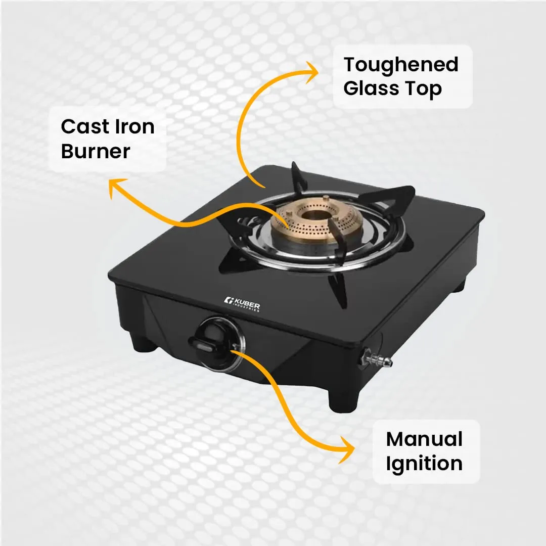 Kuber Industries Cast Iron Gas Stove 1 Burner|Wobble Free Pan Support Stand|Break Resistant|Compact & User-Friendly Design