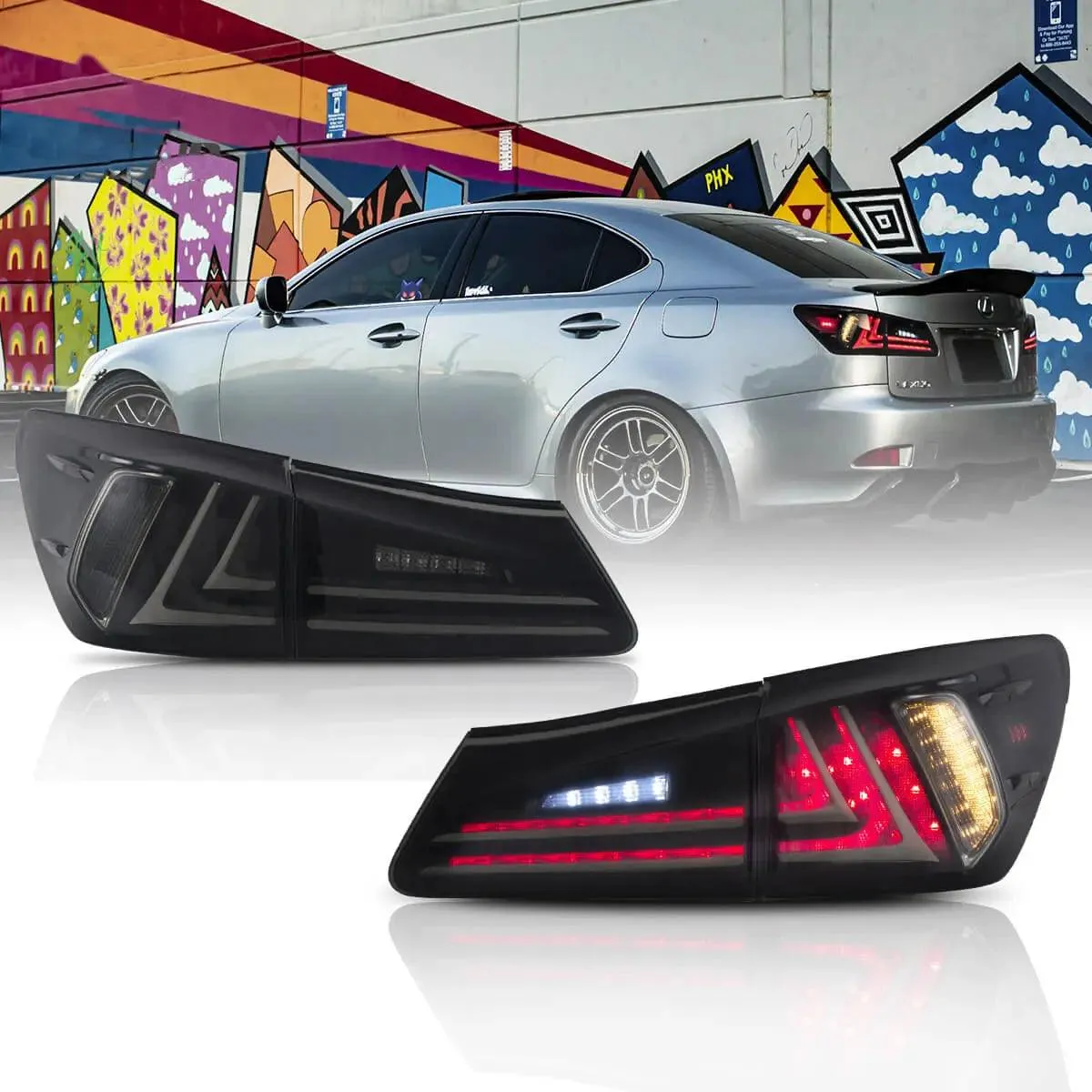 LED Tail Lights Assembly With Amber Turn Signal For 2006-2012 Lexus IS Series 2th Gen (XE20)