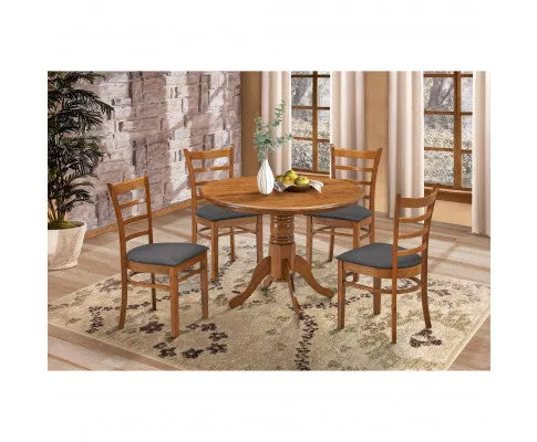 Linaria Dining Chair Set of 4 Crossback Solid Rubber Wood Fabric Seat - Walnut