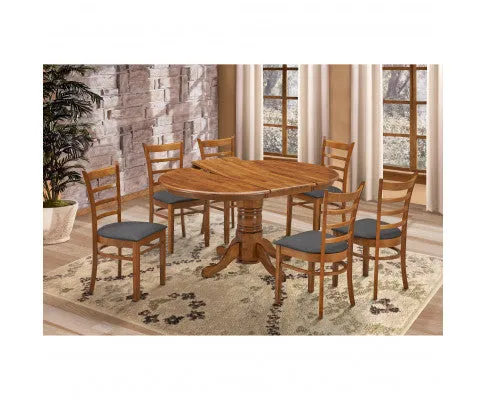 Linaria Dining Chair Set of 4 Crossback Solid Rubber Wood Fabric Seat - Walnut