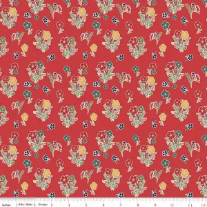 Love You S’more Floral Red Cotton Yardage by Gracey Larson | Riley Blake Designs