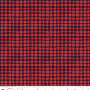 Love You S’more Gingham Red Cotton Yardage by Gracey Larson | Riley Blake Designs