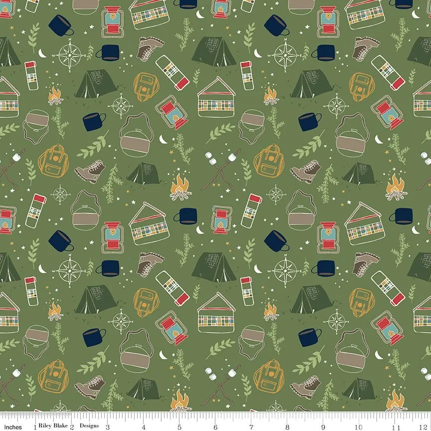 Love You S’more Main Olive Cotton Yardage by Gracey Larson | Riley Blake Designs