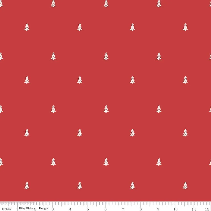 Love You S’more Trees Red Cotton Yardage by Gracey Larson | Riley Blake Designs