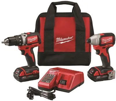 Milwaukee M18 Lithium-Ion Cordless Compact Brushless Drill Driver & Impact Driver Combo Kit