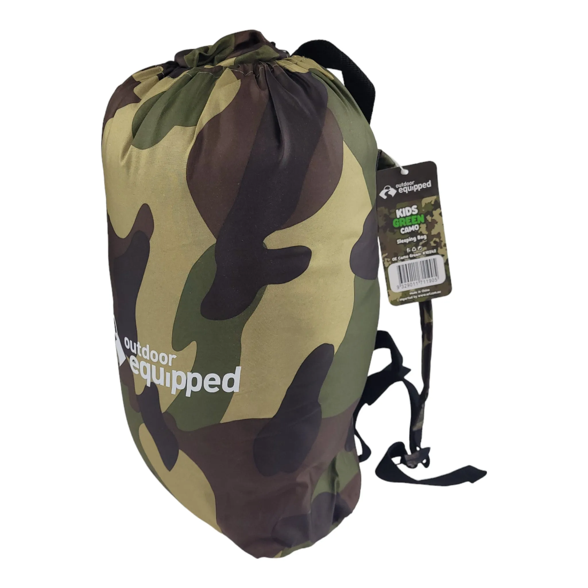 Outdoor Equipped Kids Green Camo Sleeping Bag