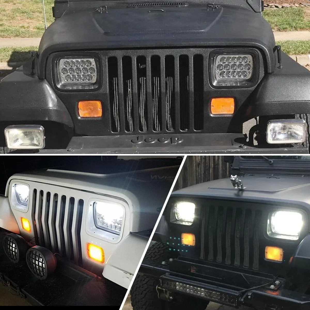 Partsam 2PCS Rectangle H6054 LED Headlights 5x7 7x6 Headlamp Hi/Low Sealed Beam H4 9003 Plug 6054 H5054 Compatible with S10 Blazer Express Van/Wrangler YJ XJ Cherokee Truck Van