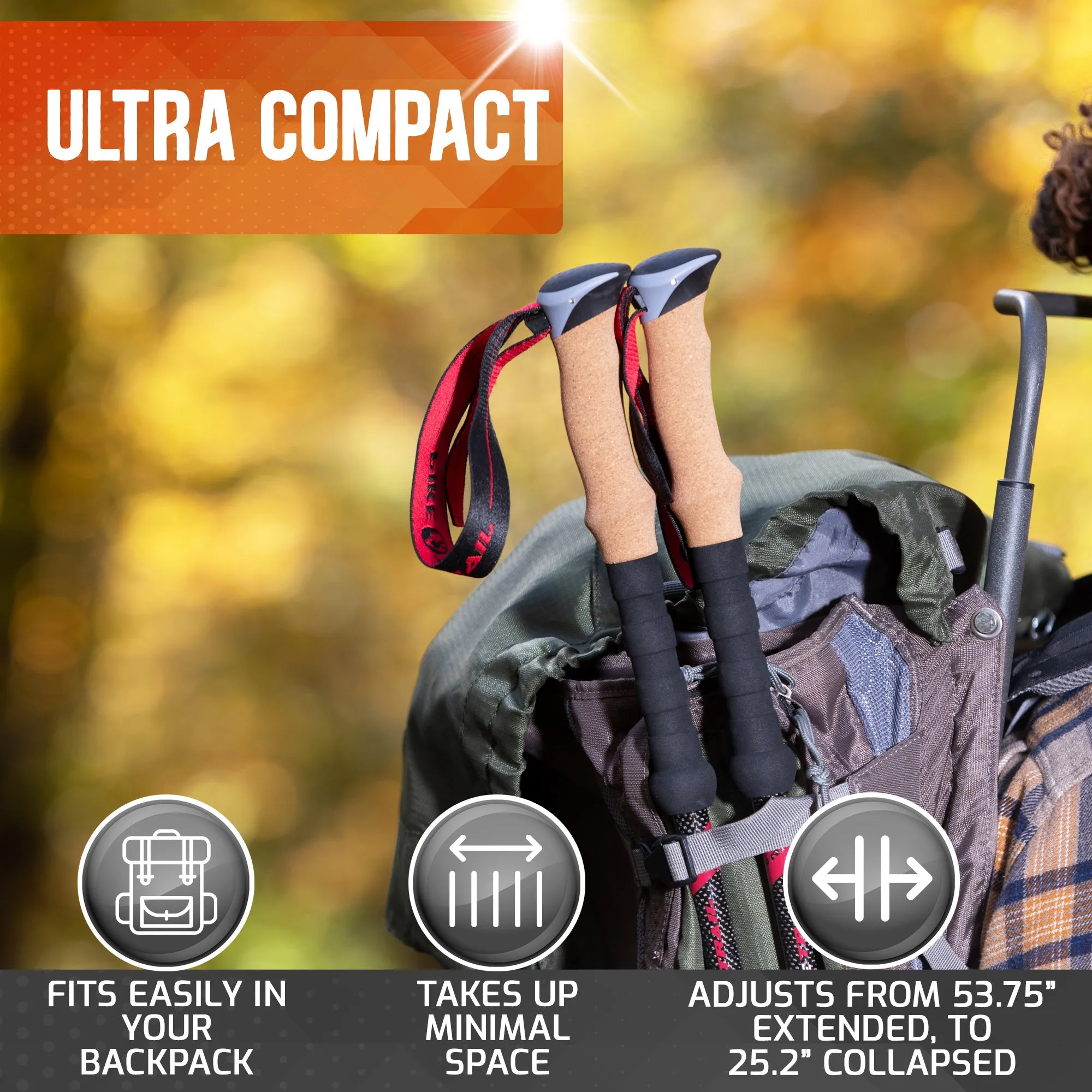 Pike Trail Carbon Fiber Trekking Poles: High Performance Hiking Sticks  for Hiking, Hunting, Trekking and Nordic Walking