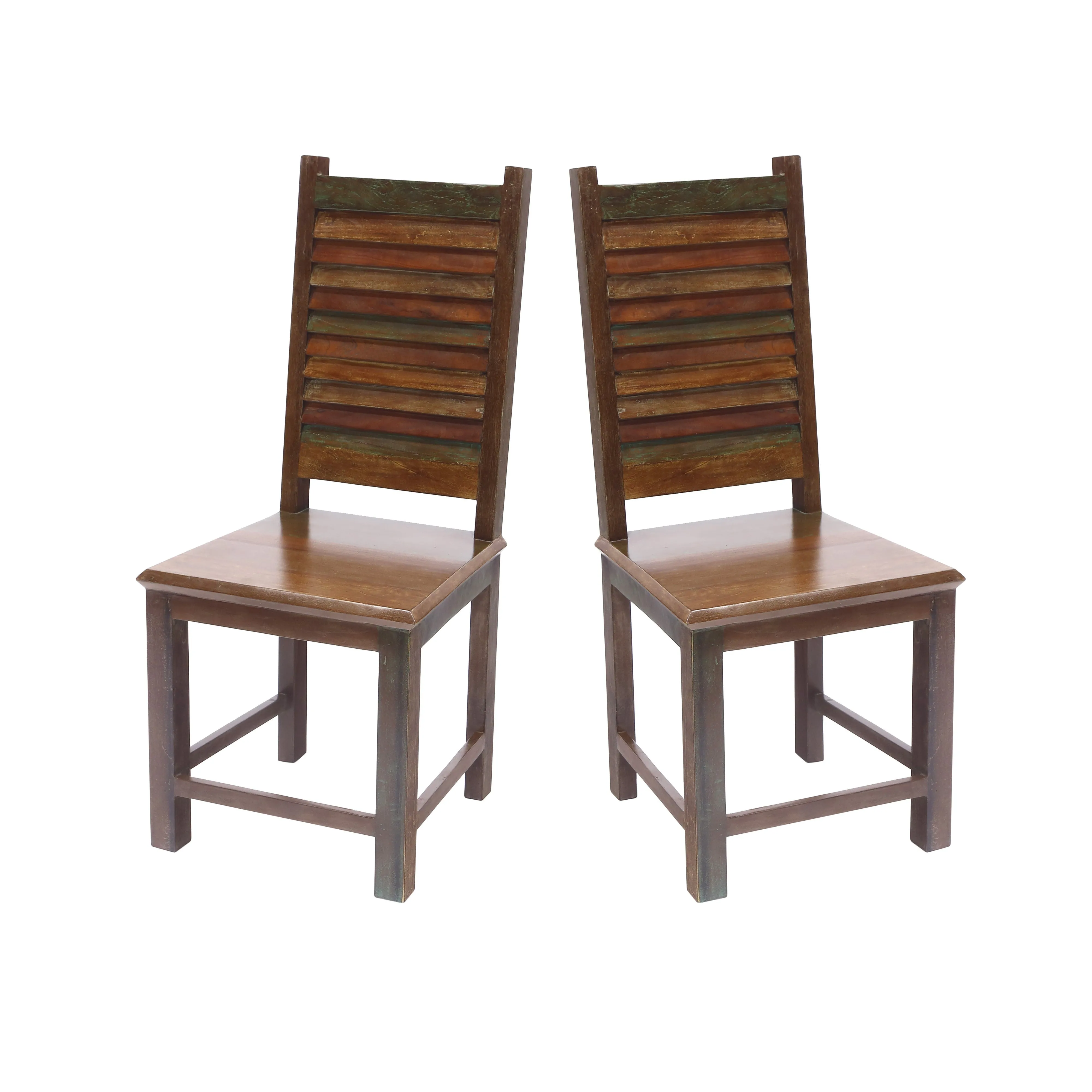 (Set of 2) Shutter Back old colour Wood Chair