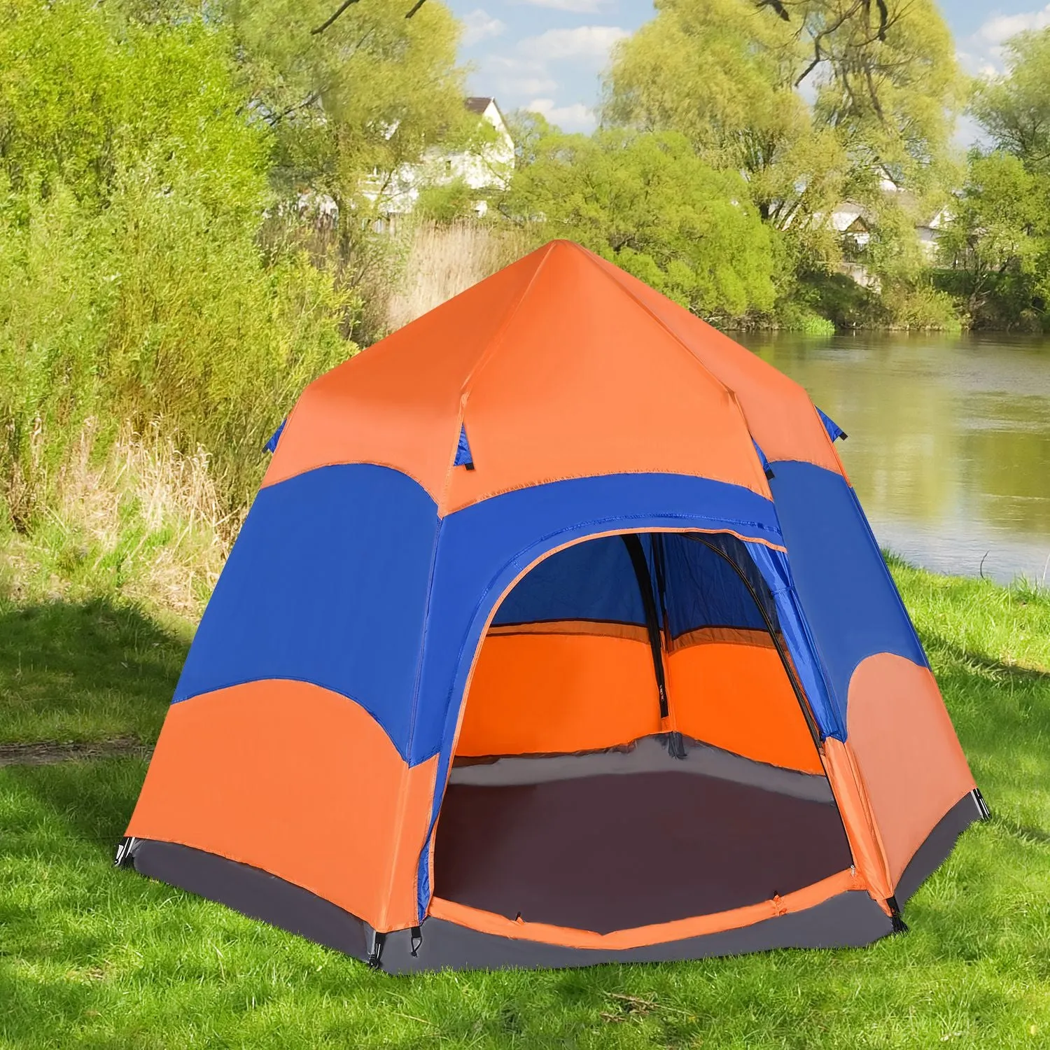 Six Man Hexagon Pop Up Tent Camping Festival Hiking Shelter Family Portable