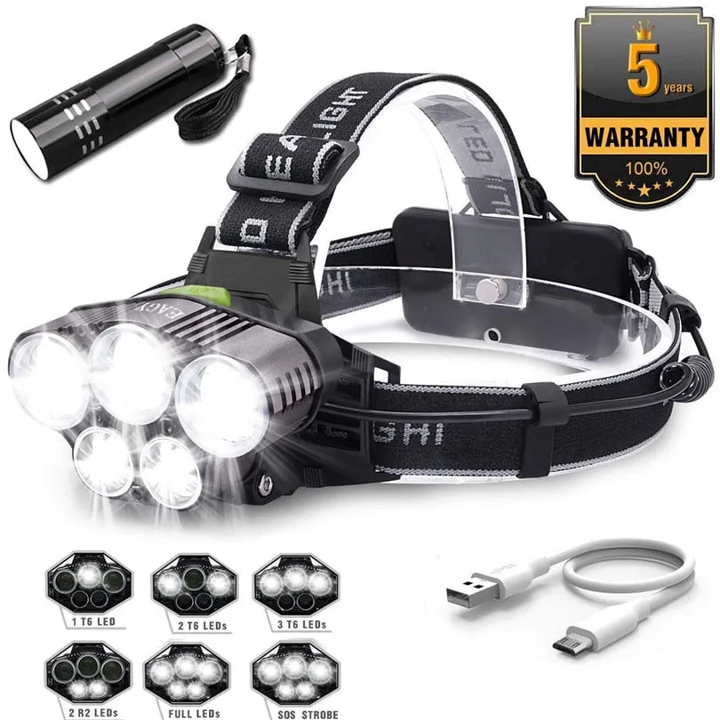 Skywolf 50000LM 5X XM-L 6 LED Headlamp