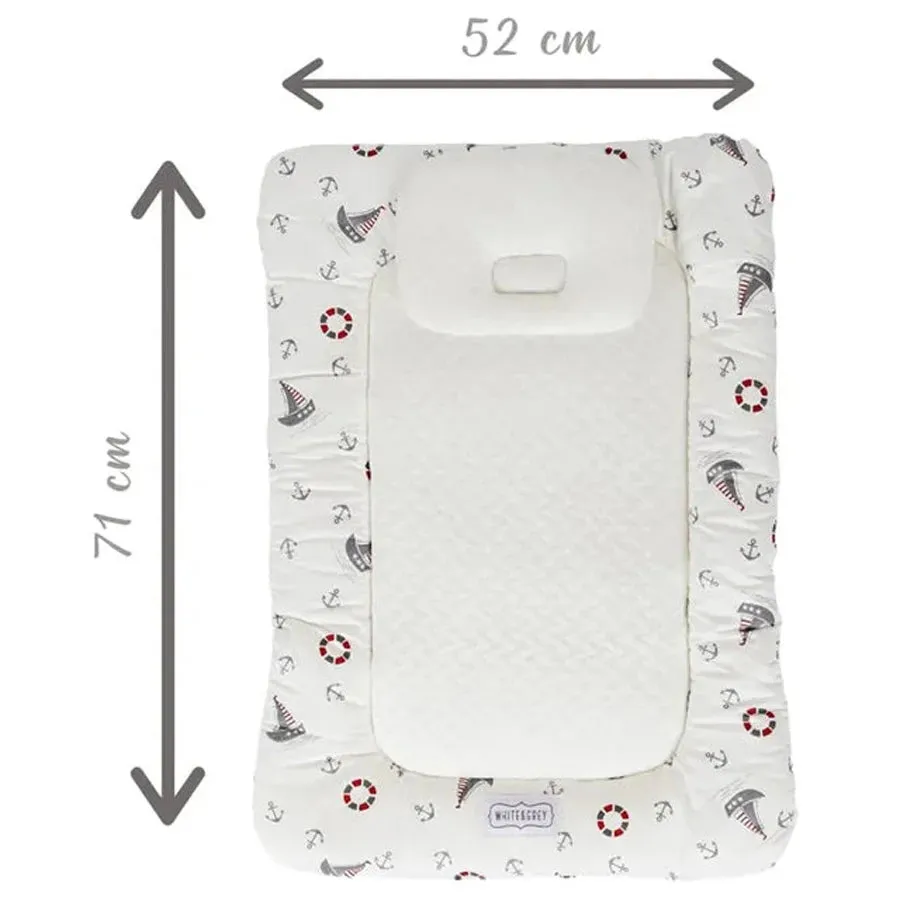 White & Grey Baby Mattress W/ Bamboo Paddings - Boat